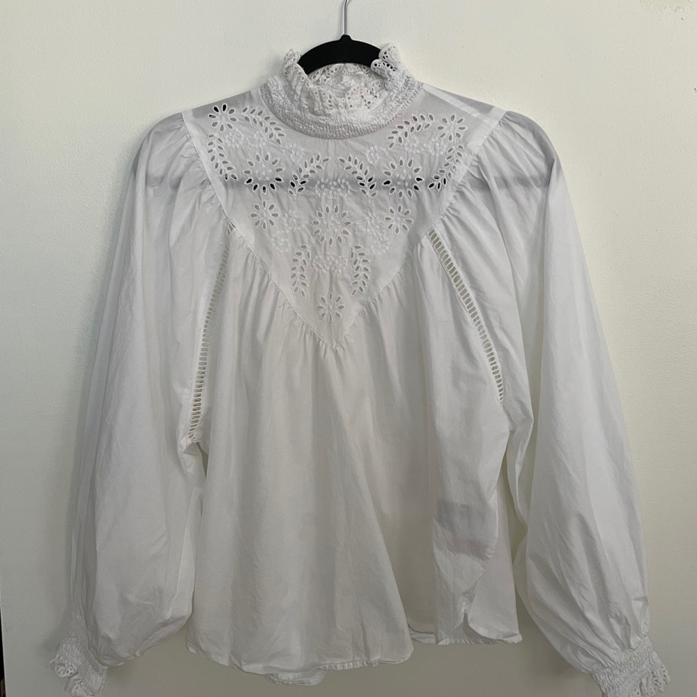 H&M cotton high neck blouse sz XS